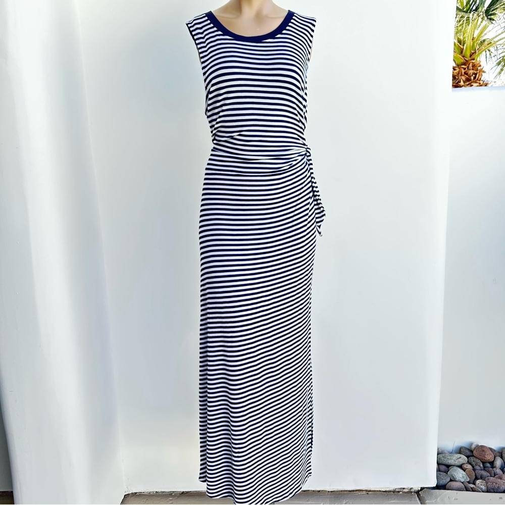 Cable & Gauge Navy and White Striped Maxi Dress